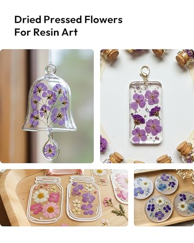 Dried Flowers, Resiners 58Pcs Pressed Flowers for Craft Purple Real Natural Dried Flowers Dry Leaves Kit for DIY Making Crafts Resin Soap Candle Scrapbook Supplies Card Making Jewelry - color: Violet 58pcs