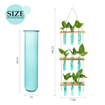 XXXFLOWER Wall Hanging Propagation Station with Wooden Stand Blue - size: Blue-9 Tube Vase