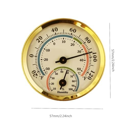 Mini Analog Hygrometer Thermometer - High Precision Humidity Temperature Gauge with Aluminum Alloy Case for Indoor Home Office Room Car Patio Sauna Garden Wall Mount(Gold)