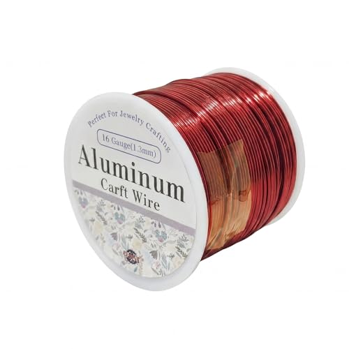 16 Gauge Aluminum Craft Wire Red 180FT 1.3mm, Jewelry Making, Flexible Bendable Armature Wire for Sculpting, Floral Crafts, Metal Wire Wrapping, DIY Art Projects & Wreath Making - color: Red, size: 16gauge