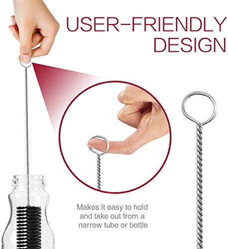 Long Straw Brush Cleaner (10 Pack), Flexible Nylon Tube Cleaning Brushes with 0.4" Bristles, Rust-Proof Stainless Steel Wire Washer for Reusable Tumblers, Sports Bottles & Pipes (10 Inch) - color: Black