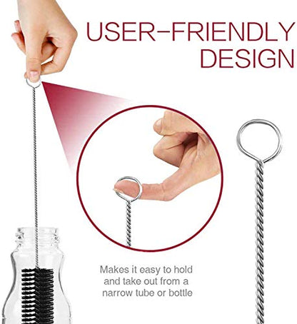 Long Straw Brush Cleaner (10 Pack), Flexible Nylon Tube Cleaning Brushes with 0.4" Bristles, Rust-Proof Stainless Steel Wire Washer for Reusable Tumblers, Sports Bottles & Pipes (10 Inch) - color: Black