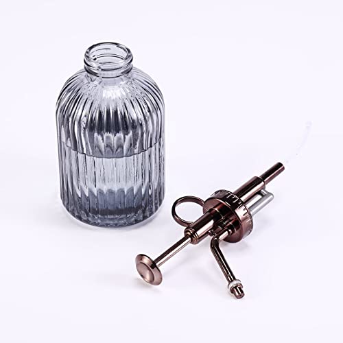 Glass Plant Mister - 7.5" Green Glass Water Spray Bottle with Gold Top Pump, Indoor/Outdoor Small Plant Sprayer (Gray+Bronze)