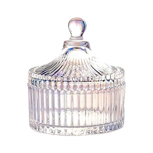 CHOOLD Luxury Colorful Tent Shaped Crystal Candy Jar with Lid,Clear Glass Apothecary Jar Wedding Candy Buffet Jar Food Jar. 10oz - color: Sparkling-S