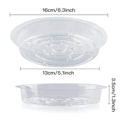Rocutus Plant Saucer,20 Pack Plastic Plant Saucer Drip Trays Small Plant Plate Dish,Heavy Duty Clear Plastic Plant Saucers Flower Pot Tray Flower Pot Drip Pan for Indoor and Outdoor Plants (6 Inch) - size: 5.6 Inch