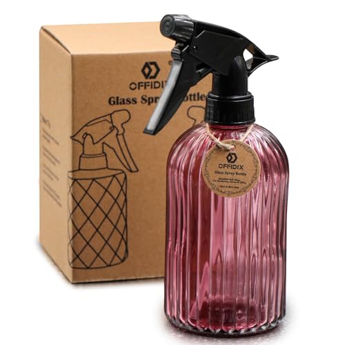 OFFIDIX Glass Spray Bottle, Plant Mister 13.5 oz Adjustable Nozzle Amaranth - color: G-Amaranth