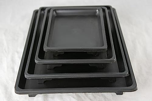 4 Mix Rectangular Black Plastic Humidity/Drip Tray for Bonsai Tree and House Indoor Plants 5.25"/ 7"/ 9"/10.5" (4MIX PHT)