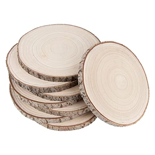 Maputune 8 Pcs 11-12 in Large Unfinished Wood Slices for Centerpieces, Natural Rustic Wooden Plate for DIY Craft, Round Wood Chips for Signage Painting Wedding Party Christmas Decor - size: 11-12 IN, 8pcs