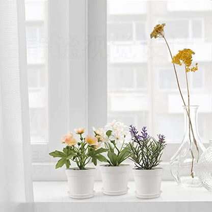 SwinDuck 28 Pack 4 inch Small Plant Pots, Plastic Planters with Drainage Holes and Saucers for Flowers Plants, Succulents, Seed Starting Pots, White - color: White