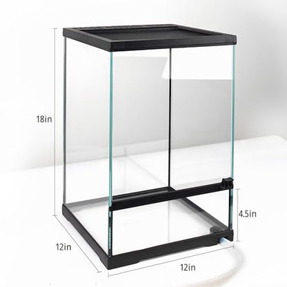 11 Gallon Tall Reptile Glass Tank 12"x12"x18" with Drainage Hole - Pre-Assembled Vertical Reptile Cage Enclosure for Arboreal Geckos,Chameleon,Lizard,Tree Frog and Snake - size: 12*12*18inch with drainage hole