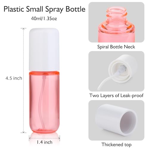 Aeibxiy Small Spray Bottle Travel Size 1.35oz 40ML, Fine Mist Plastic Spray Bottles, Refillable Empty Spray Bottle for Toners, Perfume, Face& Hair Spray - color: Clear,2 Pack