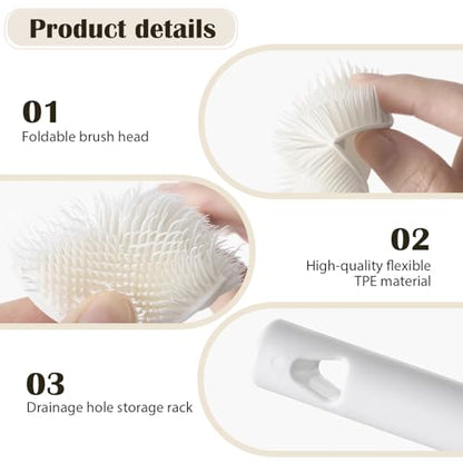 2 Pieces Flexible Silicone Bottle Brush with Long Handle, Long Handle Water Bottle Brush Cleaner, for Narrow Neck Bottles, Water Bottles, Baby Bottles, Flasks
