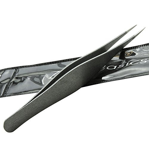 Ingrown Hair Tweezers by Zizzili Basics - Surgical Grade Stainless Steel Fine Pointed Tweezer - Precision Aligned Tips for Splinter, Eyebrow & Facial Hair Removal - with Bonus Tip Guard & Carry Pouch - color: Silver