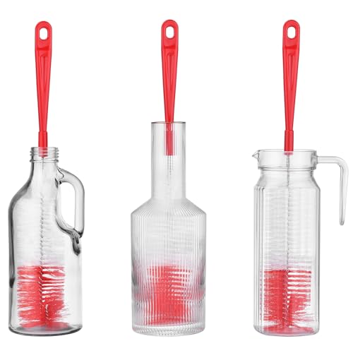 ALINK 16 inch Extra Long Red Bottle Cleaning Brush Cleaner for Washing Narrow Neck Beer/Wine/Thermos/Sport Well, Brewing Bottles, Hummingbird Feeder - color: Red