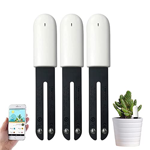 Soil Moisture Meter 4 in 1,Plant Water Monitor,Automatically detect Moisture/Temperature/Light/Fertility,Can Connect to Mobile Phone via Bluetooth,Hygrometer Sensor for Indoor Plants (3pc) - color: 3pc