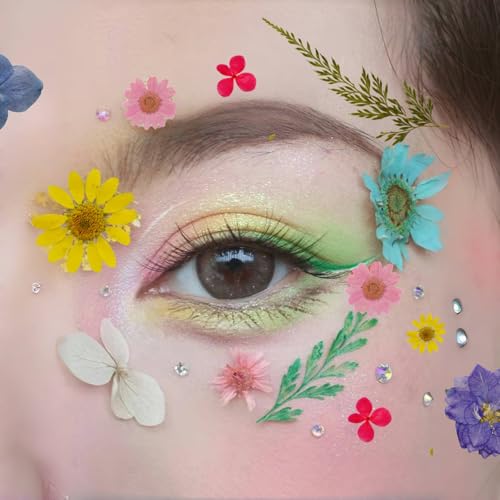 112Pcs Pressed Dried Flower Head for Crafts, Natural Real Mini Flowers Flowers for Crafts, Bulk Flowers for Resin Molds, Candles, DIY Art Jewelry Making with Tweezers Butterfly Stickers Set Decorate