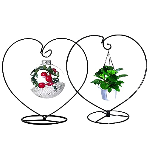 YY YEARCHY Ornament Display Stand Heart Shaped Hook Rack Holder for Hanging Glass Globe Pot Terrarium Witch Ball Home Christmas Wedding Decoration Creative Gift (2, 4.7" x 9" x 9") - size: 4.7" x 9" x 9"