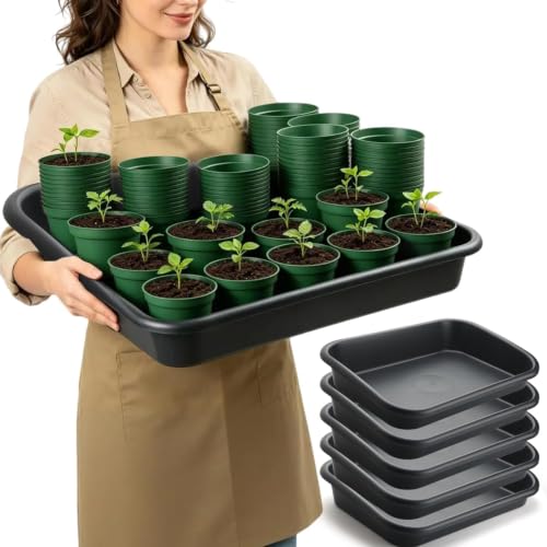 5 Pack Plant Potting Trays -23"x16.5"x4.3" Multifunctional Garden Tidy Tray - color: Black-5pack, size: Large-23"x17"x4.3"