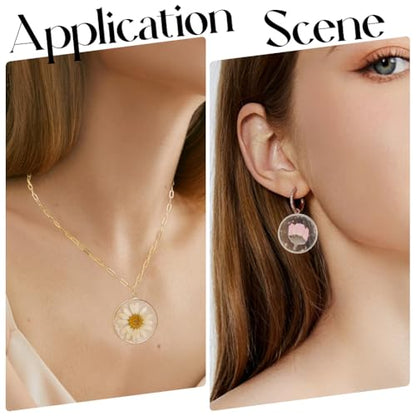 SUNNYCLUE 1 Box 12Pcs Dried Flower Resin Charms Pressed Flower Charm Round Shape Gold Edge Resin Floral Pendants for Jewelry Making Necklace Earring Keychain Bookmark Jewelry Making DIY Crafts