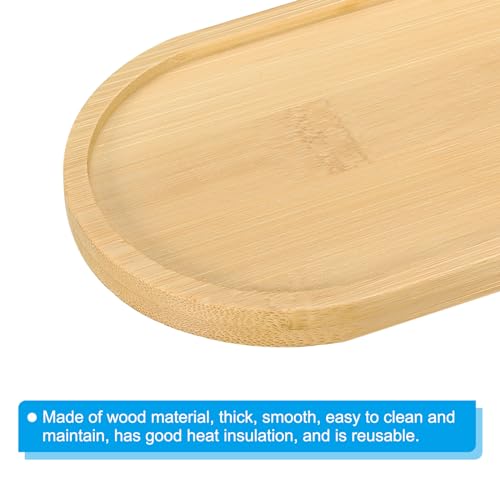 PATIKIL Bamboo Wood Saucer, 7x3.5 Inch Rectangular Wooden Plant Drainage Tray Bonsai Plants Saucer Succulent Pot for Home Balcony - size: 7" x 3.5" x 0.4"