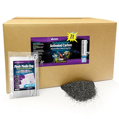 Premium Activated Carbon, Aquarium Carbon for Fish Tank Filter, Aquarium Filter Media, Granulated Charcoal for Fish Tanks, Activated Charcoal Bulk (38 lbs with 4 Pack 5"x9" mesh Bags) - size: 38 lbs - BULK