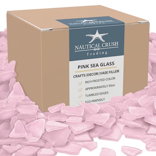 Nautical Crush Trading Bulk Sea Glass – 55oz Tumbled Sea Glass in Pink – Seaglass for Crafts, Decor & Jewelry – Real Seaglass Pieces for DIY & Art Projects - size: 55 Ounces