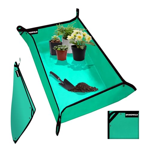 39.5"x59" Plant Transplanting Mat - Thickened Waterproof Potting Mat, Succulent Gardening Mat, Portable Repotting Mat for Mess Control, Indoor Outdoor Use (PE-Green) - color: Green, size: 39.5" x 59" x 0.1"