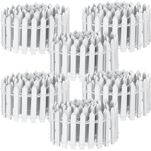 6 Pcs 40 Inch Fairy Fence Wood Miniature Garden Picket Fence Decorations for DIY Plant Pot House Home Outdoor Diorama Project(White) - color: White