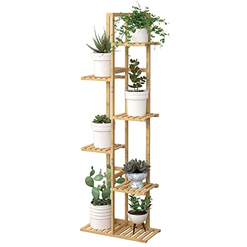 Laiensia Bamboo Plant Stand Rack 6 Tier,Multiple Stand Holder Shelf Rack, Indoor&Outdoor Planter Display Shelves for Patio Garden, Living Room, Corner Balcony and Bedroom,Wood Color - color: Wood Color, size: 6 Tier