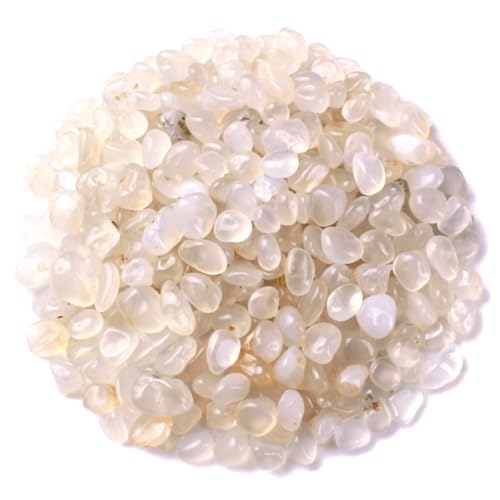1 LB (460g) Natural Polished Crushed Agate Stones, Off-White - color: Off-white