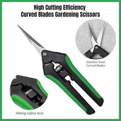LDK 2 Pack Curved Blades Gardening Hand Pruner Pruning Snip - color: Green