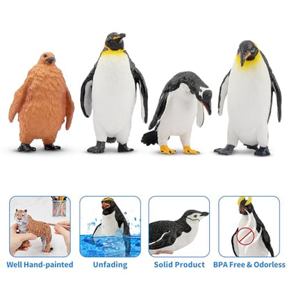 Toymany 12PCS Realistic Penguin Figurines, Plastic Polar Antarctic Animal Figures Set with Penguin Cub, Easter Eggs Cake Toppers Christmas Birthday Gift for Kids Toddlers - color: Penguin