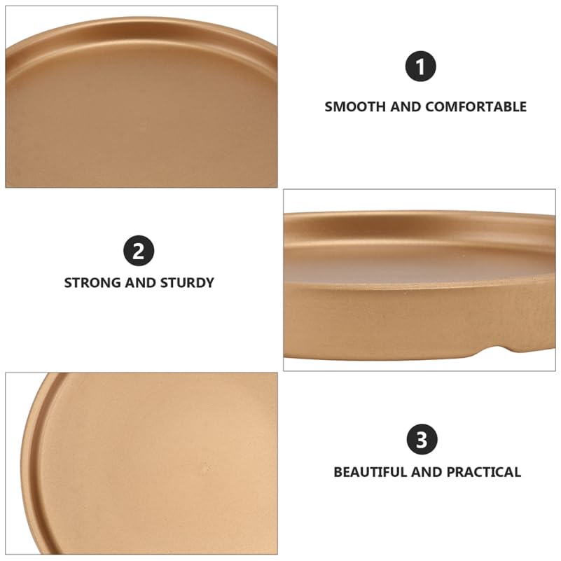 Vaguelly House Plants Indoors Live 3pcs Ceramic Plant Saucers Gold, 7 inch Thicken Planter Water Drip Tray, Flower Plant Pot Coasters, Bird Bath Bird Feeder Plate for Indoor Outdoor House Plants - size: 7inch
