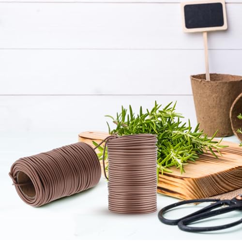 TELENT OUTDOORS 130 Feet Soft Plant Tie Brown Twist Garden Ties for Plants Gardening Home Office Organization TPR Garden Ties Supplies with 2.5mm Diameter - color: brown