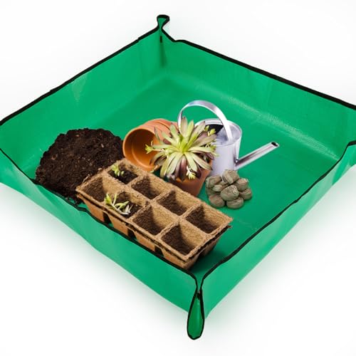 MAQIHAN Repotting Mat for Indoor Plants - 26"*26" Plant Potting Tray Transplanting Mat Foldable Waterproof Indoor Gardening Supplies