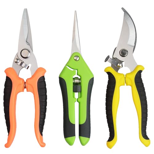 3Pcs Stainless Steel Garden Pruning Shears for Plants (Multicolor） | Gardening Clippers Suitable for Tree Pole, Vegetable Trimming, Flower Arrangement and Yard Landscaping - color: Multi-color