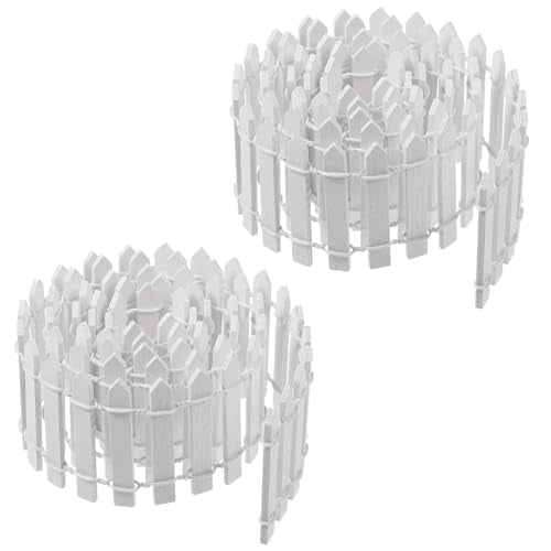 2pcs Mini Picket Fence, 34in Long Wooden Decorative Picket, Micro Landscape Little Ornaments for DIY Plant Pot House Home Dollhouse Outdoor Diorama Project(White)