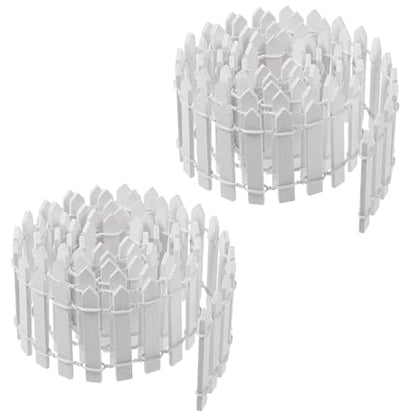 2pcs Mini Picket Fence, 34in Long Wooden Decorative Picket, Micro Landscape Little Ornaments for DIY Plant Pot House Home Dollhouse Outdoor Diorama Project(White)