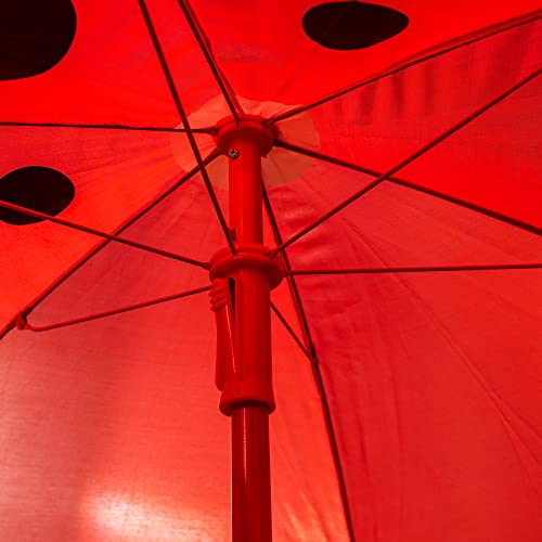 Outsunny Kids Table and Chair Set Picnic Table Umbrella Red Ladybug | Outdoor Folding Garden Furniture, Patio Backyard, Removable & Height Adjustable Sun Umbrella - color: Red