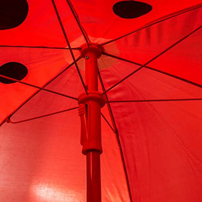 Outsunny Kids Table and Chair Set Picnic Table Umbrella Red Ladybug | Outdoor Folding Garden Furniture, Patio Backyard, Removable & Height Adjustable Sun Umbrella - color: Red