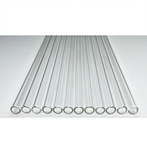 Glass tubes 12 Piece, 8 Inch Long Reusable Glass Straws Borosilicate OD 10 mm Thickness 1.5 mm Industrial Glass Tubing for Tall Cups (10mm / Clear) - style: OD 10 mm / Clear