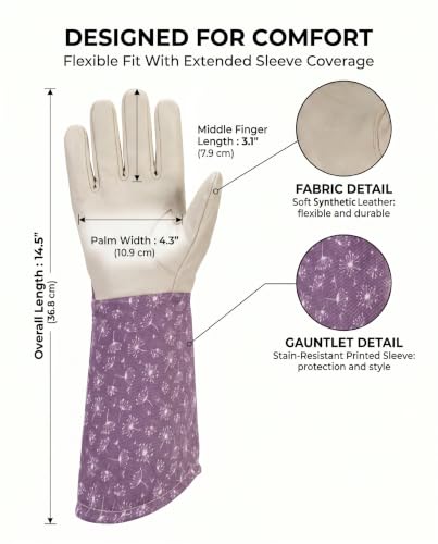 Long Gardening Gloves for Women Men, Thorn Proof Rose Pruning Gloves, Breathable Lightweight Garden Work Gloves - color: Purple