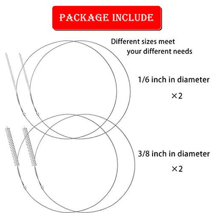 Boao 4 Pcs Feeding Tube Brushes Long Pipe 1/6 Inch and 3/8 Inch Diameter | 32 Inches Long Cleaners Straw Cleaning Brushes Flexible Stainless-Steel Brushes With Soft Nylon Heads Clean Feeding Tubes - size: 1/6 Inch and 3/8 Inch Diameter