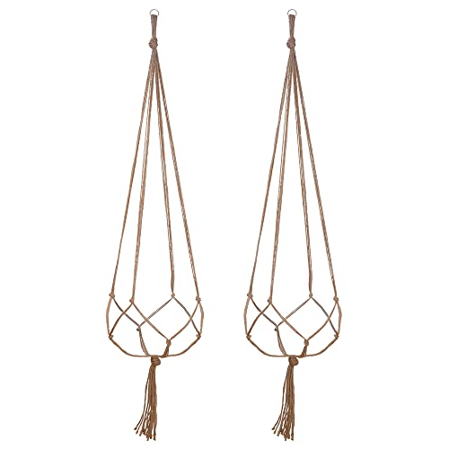 EBOOT 2 Pack 48 Inch Macrame Plant Hanger, Linen Color, 4 Legs - color: Linen Color, size: 48 Inch