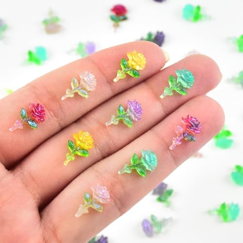 200 Pieces Tiny Rose Decor for Dollhouse Mini Resin Decor for Crafts Tiny Things for Fairy Garden Micro Landscaping Decoration - style: Rose