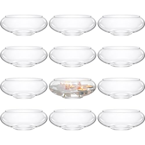 Sawysine 12 Pcs Bubble Bowl Vase Centerpiece Round Glass Flower Vase Bulk Clear Terrarium Fish Bowl for Wedding Event Goldfish Planter Floral Centerpiece Office Home Decor(6.7''w X 2.5''h)