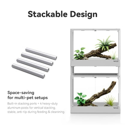 Reptile Terrarium 18"x18"x24" 32 Gallon,Aluminum Frame,Full Glass Tank Enclosure for Small Reptiles, Geckos, Frogs, Lizards, Snakes, Spiders, Turtles, Vertical Rainforest Habitat - size: 18x18x24"