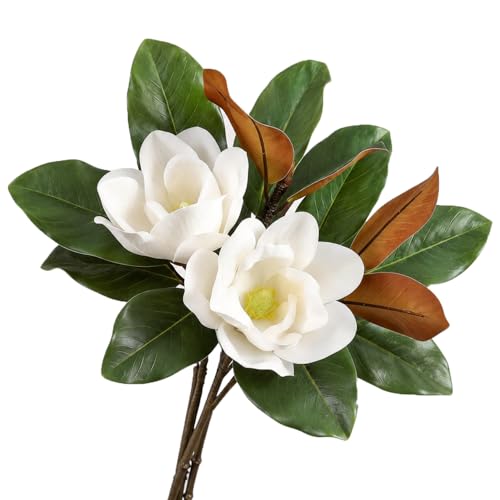 5Pcs Faux Magnolia Leaves and Flowers Set, Magnolia Decor