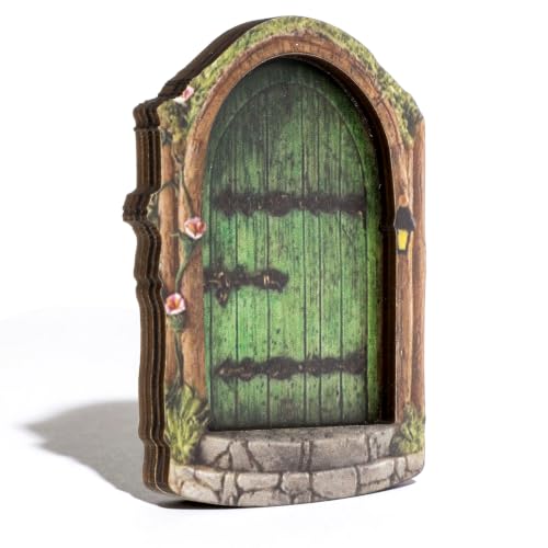 Flat Green Fairy Door, 3.9 × 2.76 in Wooden Miniature Doors