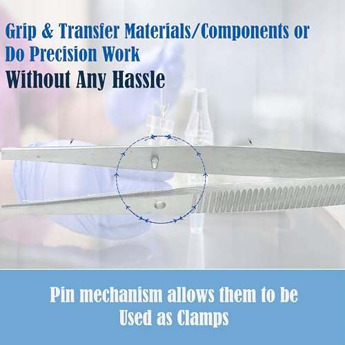 Lab Tweezers High Precision Forceps, 6" (15.2 cm), Fine Strong Point tweezers, Stainless Steel (6" Straight + Angled) - size: 6 " Straight + Angled